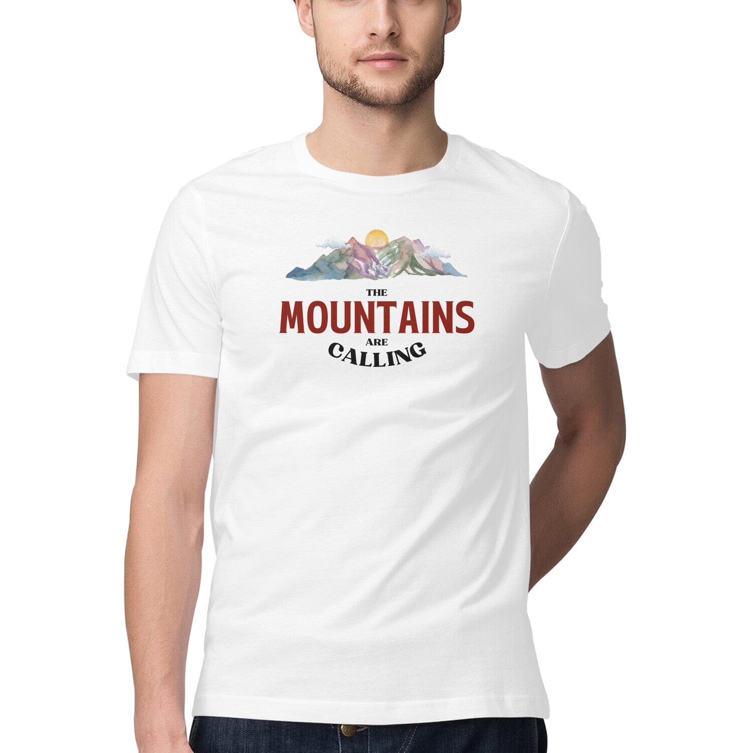 Mountains Calling New - Half Sleeve T-Shirt Printrove White S 