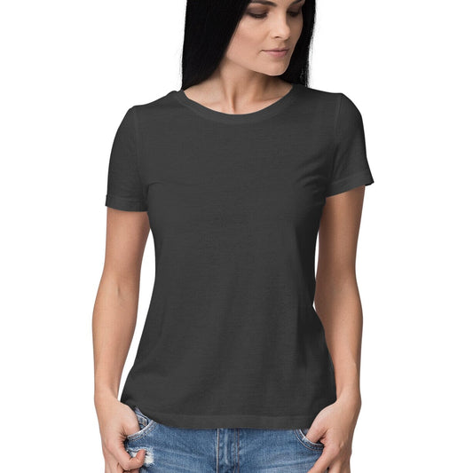 Women's Half Sleeve Plain T-Shirt Clothing Printrove Black XS 