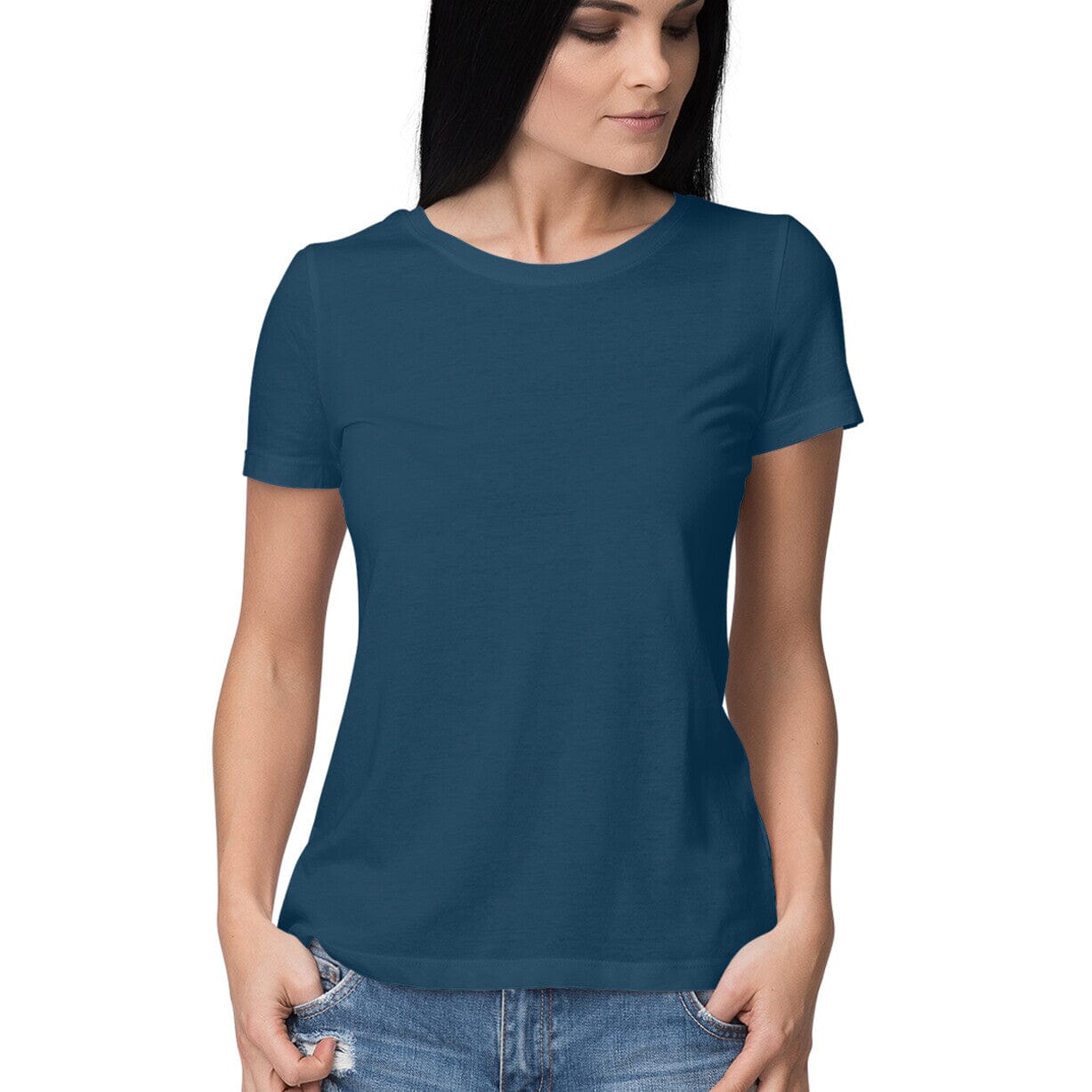 Women's Half Sleeve Plain T-Shirt Clothing Printrove Navy Blue XS 