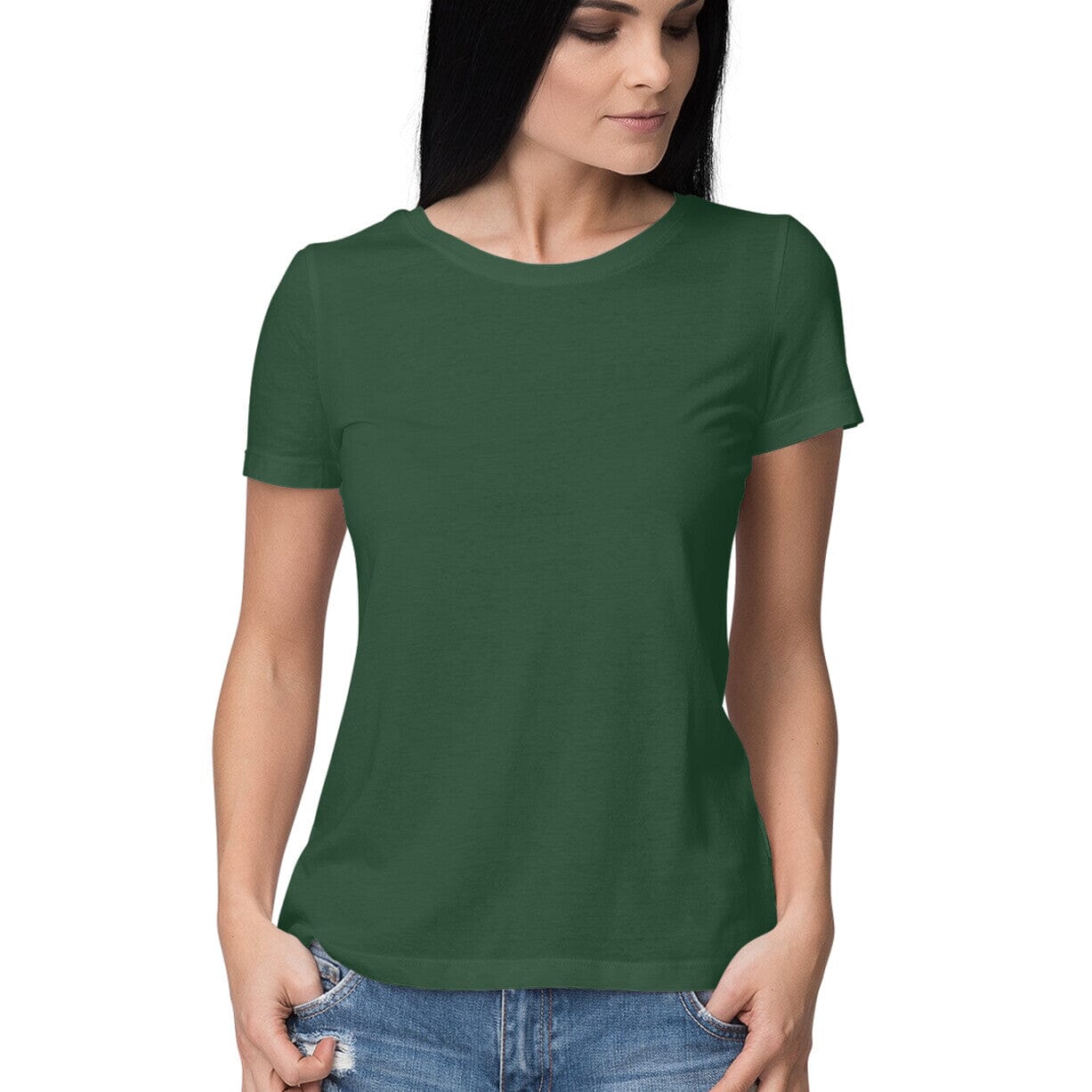 Women's Half Sleeve Plain T-Shirt Clothing Printrove Olive Green XS 