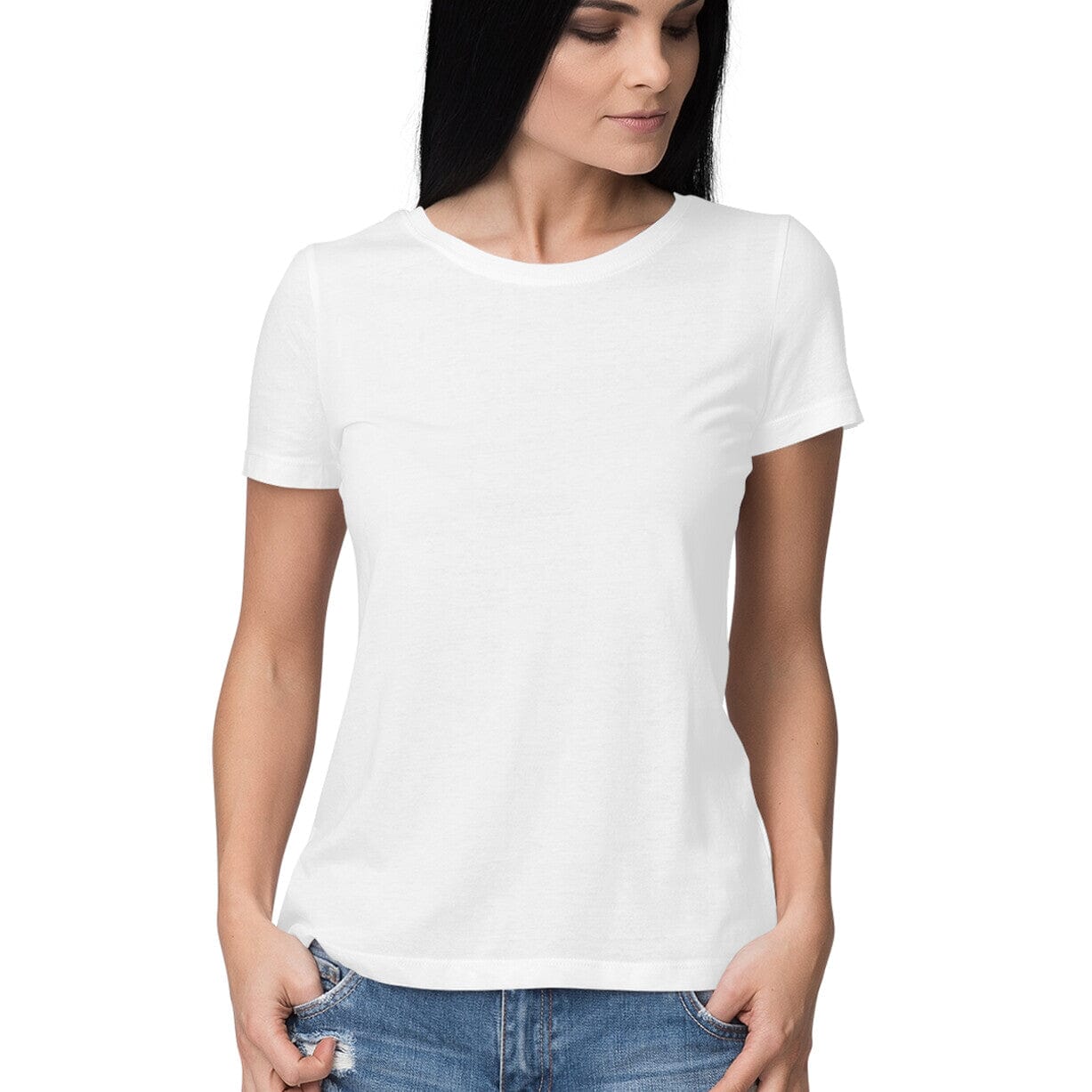 Women's Half Sleeve Plain T-Shirt Clothing Printrove White XS 