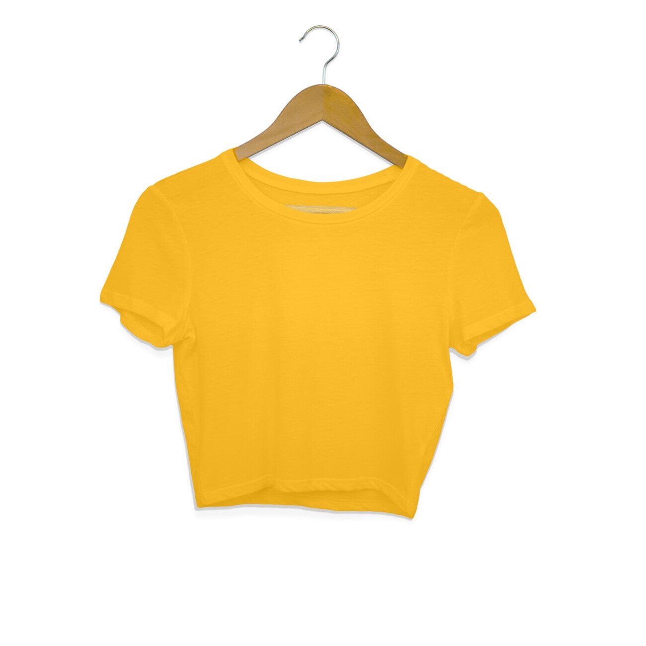 Women's Plain Crop Tops Printrove Golden Yellow XS 