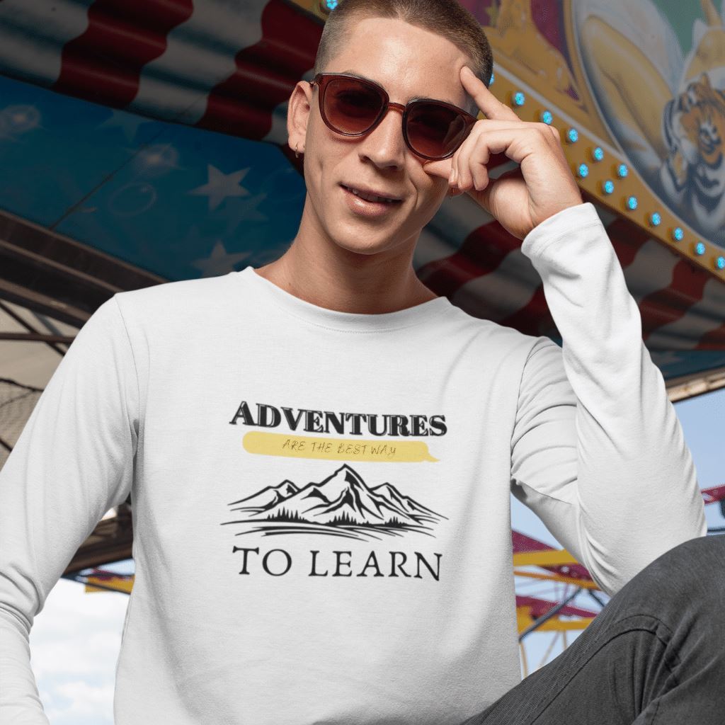 Adventure Is The Best Way To Learn - Full Sleeve T-Shirt Clothing Printrove White S 