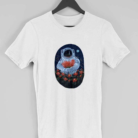 Color Cartoon Astronaut T-Shirt Clothing Printrove White S 