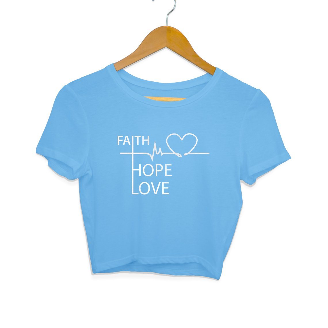 Faith, Hope, Love - Crop Top Clothing Printrove Sky Blue S 