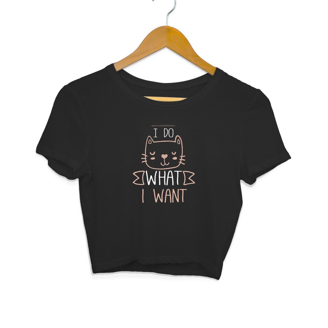 I Do, I Want - Crop Top Clothing Printrove Black S 