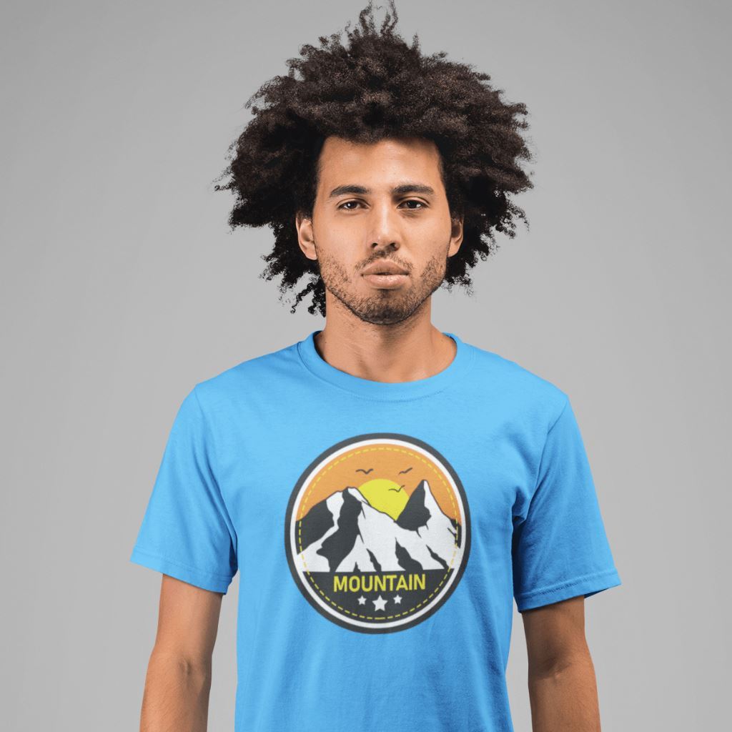 Mountains and Sunset Retro T-Shirt Clothing Printrove Sky Blue S 