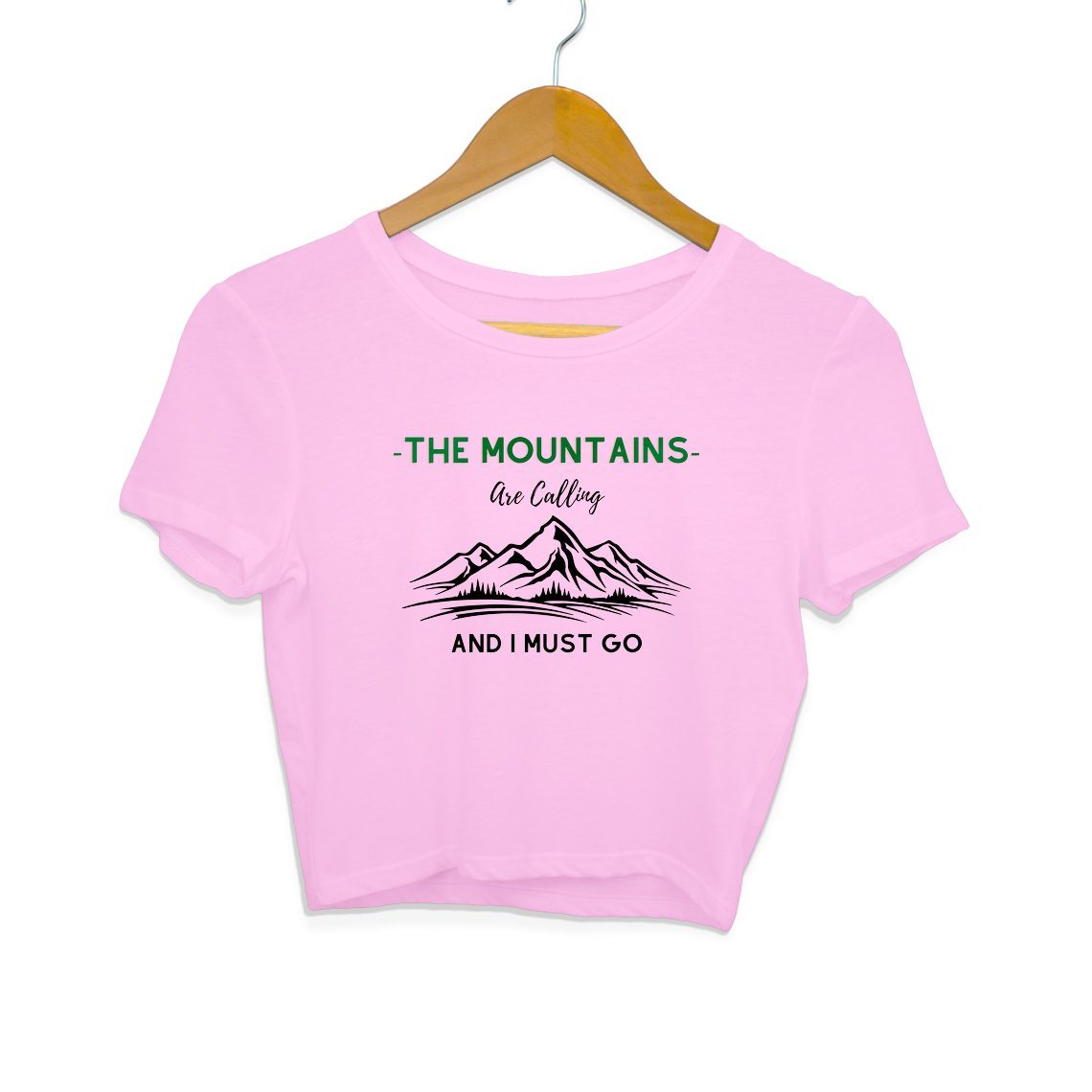 The Mountains Are Calling - Crop Top Clothing Printrove Light Pink S 