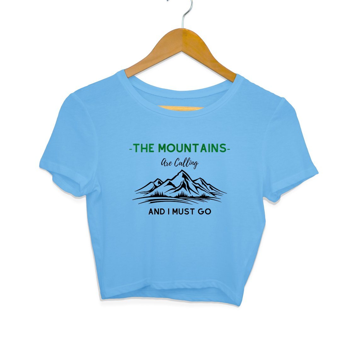 The Mountains Are Calling - Crop Top Clothing Printrove Sky Blue S 