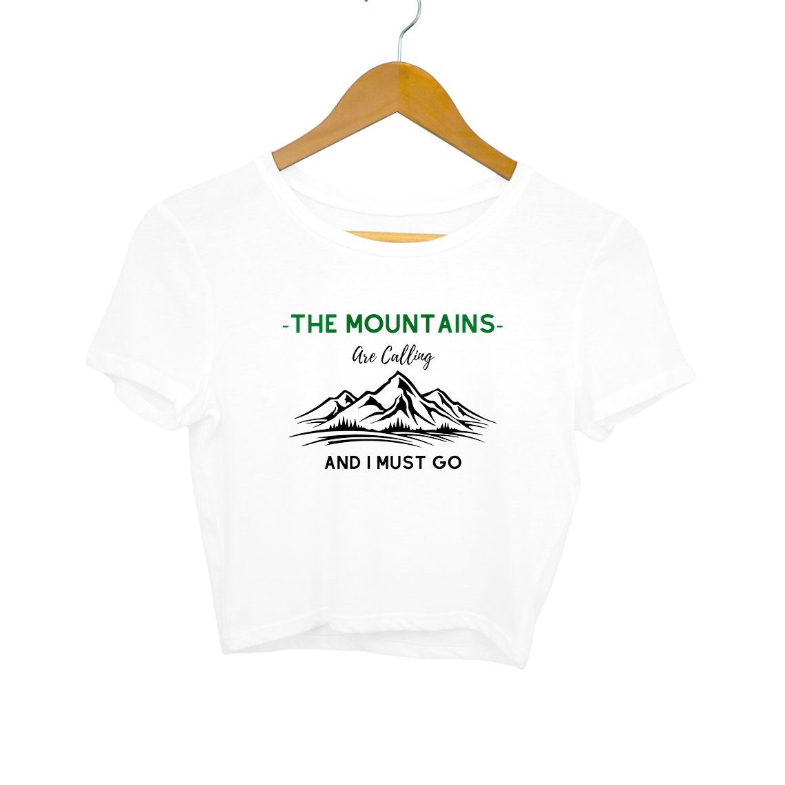 The Mountains Are Calling - Crop Top Clothing Printrove White S 