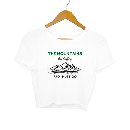 The Mountains Are Calling - Crop Top Clothing Printrove White S 