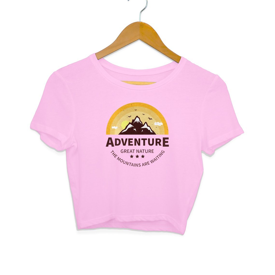 The Mountains Are Waiting - Crop Top Clothing Printrove Light Pink S 