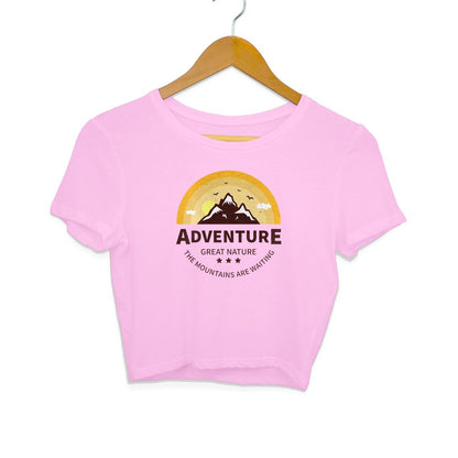 The Mountains Are Waiting - Crop Top Clothing Printrove Light Pink S 