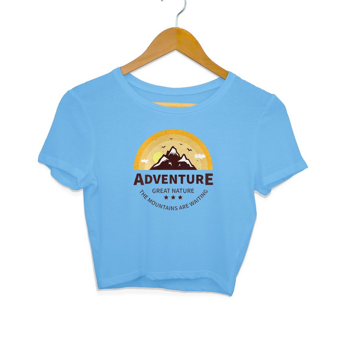 The Mountains Are Waiting - Crop Top Clothing Printrove Sky Blue S 