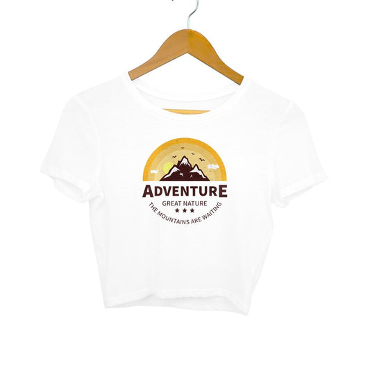 The Mountains Are Waiting - Crop Top Clothing Printrove White S 