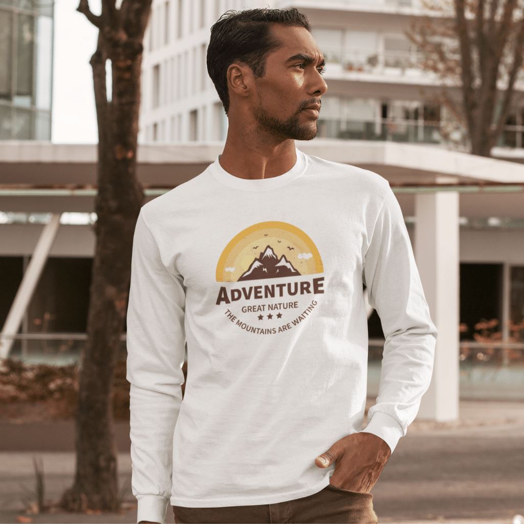 The Mountains Are Waiting - Full Sleeve T-Shirt Clothing Printrove White S 