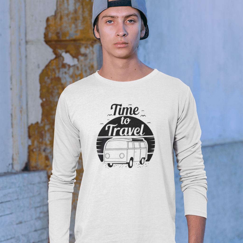 Time To Travel - Full Sleeve T-Shirt Clothing Printrove White S 