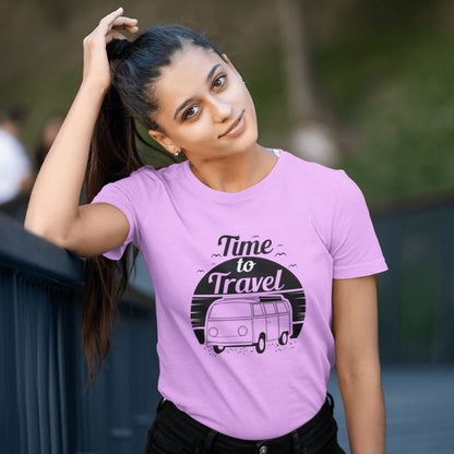 Time To Travel - T-Shirt Clothing Printrove Light Pink XS 