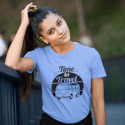 Time To Travel - T-Shirt Clothing Printrove Sky Blue XS 